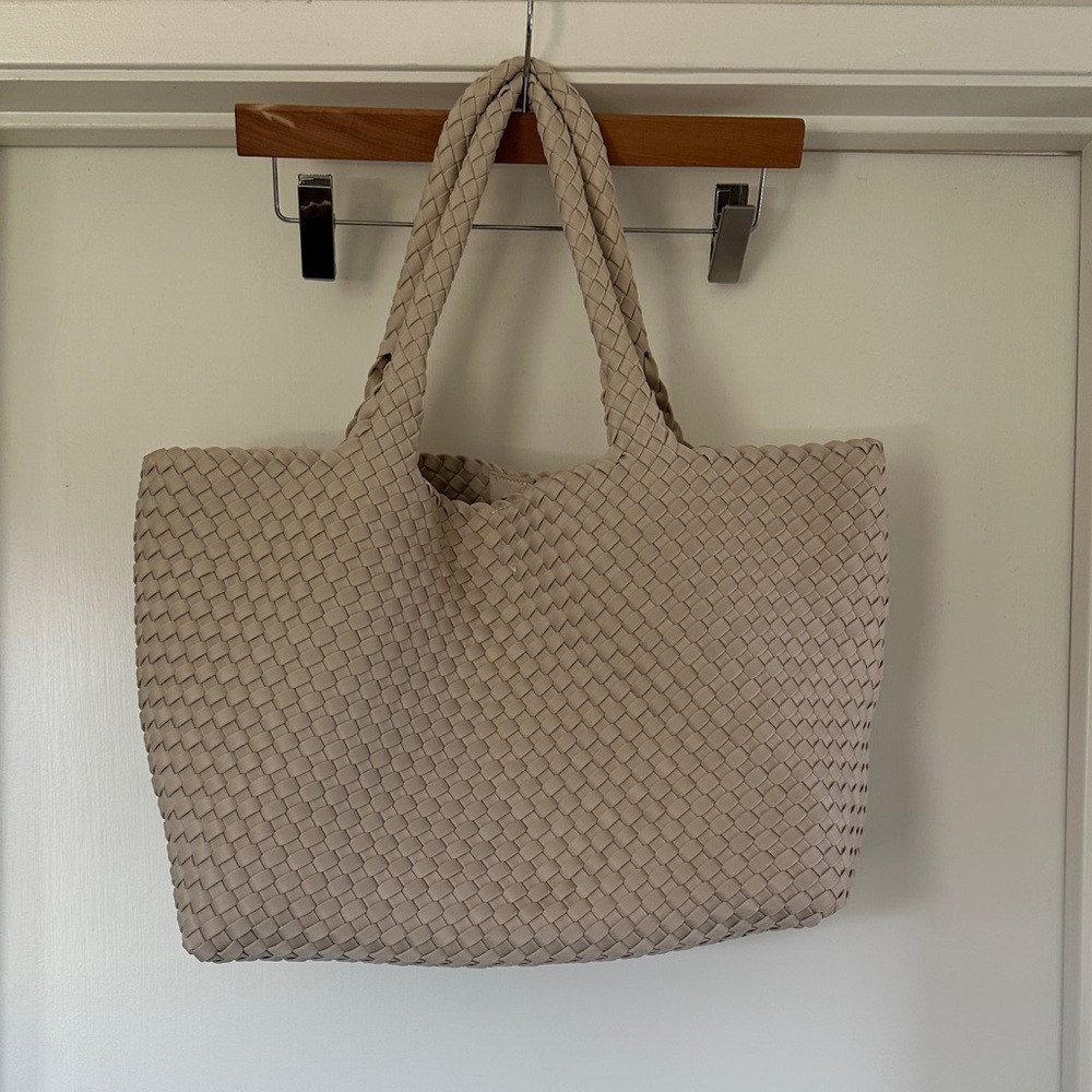 Elegant Woven Beige Tote Bag